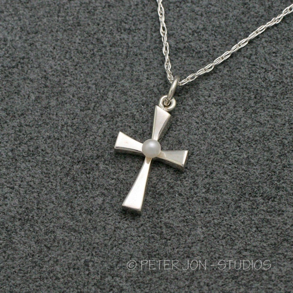 Perlenkreuz, Handgemacht in Sterlingsilber, Christliches Kreuz, Christlicher Schmuck Perlenkreuz, Handgemacht in Sterlingsilber, Christliches Kreuz, Christlicher Schmuck von LoveSoWide