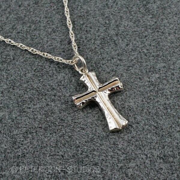 Textur Kreuz Halskette Handgemacht in Sterling Silber Textur Kreuz Halskette Handgemacht in Sterling Silber von LoveSoWide