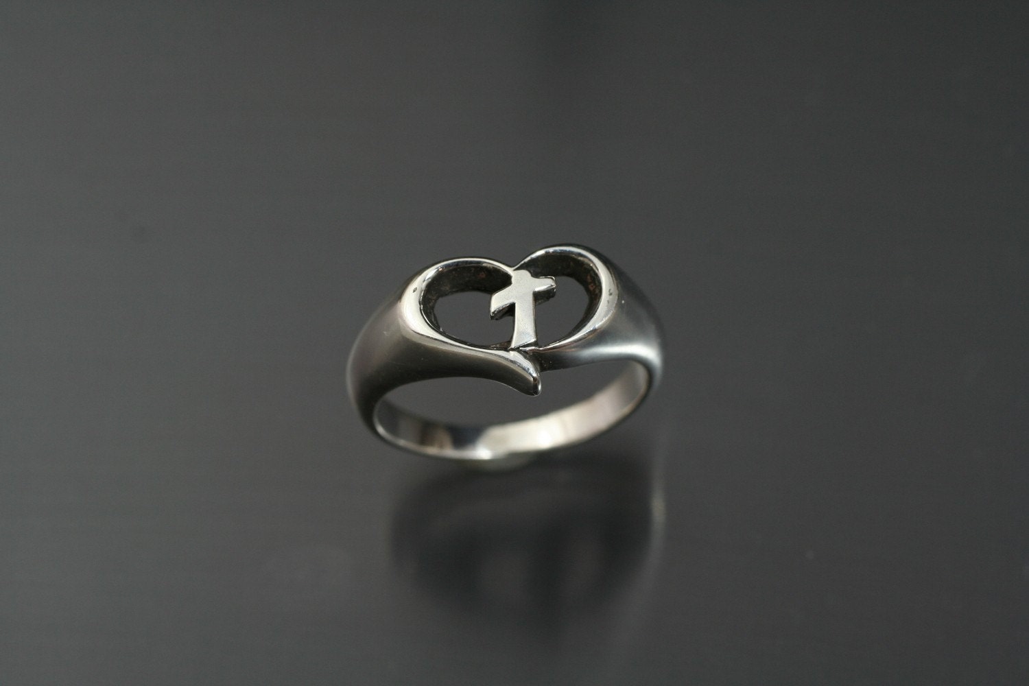 Versprechen Ring - Kreuz Im Herz Design in Sterling Silber Versprechen Ring - Kreuz Im Herz Design in Sterling Silber von LoveSoWide
