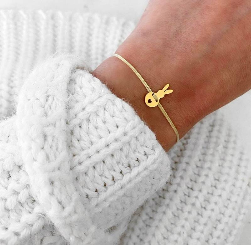 Armband Osterhase Häschen Hase Herz Makramee Edelstahl Filigran von LoveStatementNet