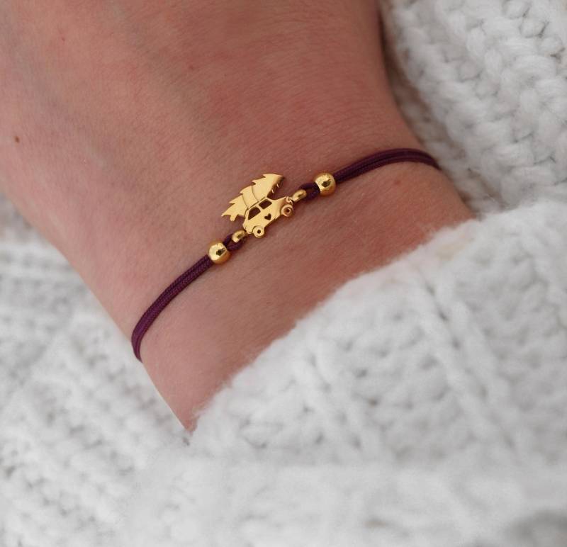 Armband Weihnachtsauto Weihnachten Tannenbaum Winter Gold Filigran Edelstahl von LoveStatementNet