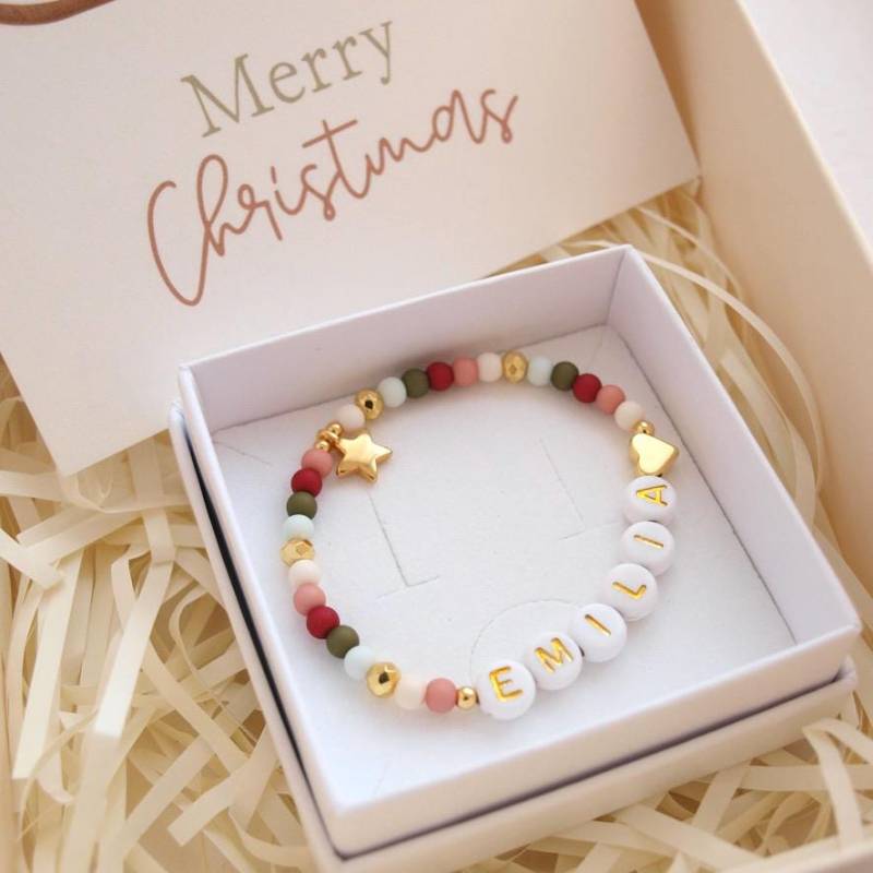 Kinderarmband Weihnachten | Geschenk Mädchen Personalisiert| Set Zu Kleinigkeit Nikolausgeschenk Kinder von LoveStatementNet