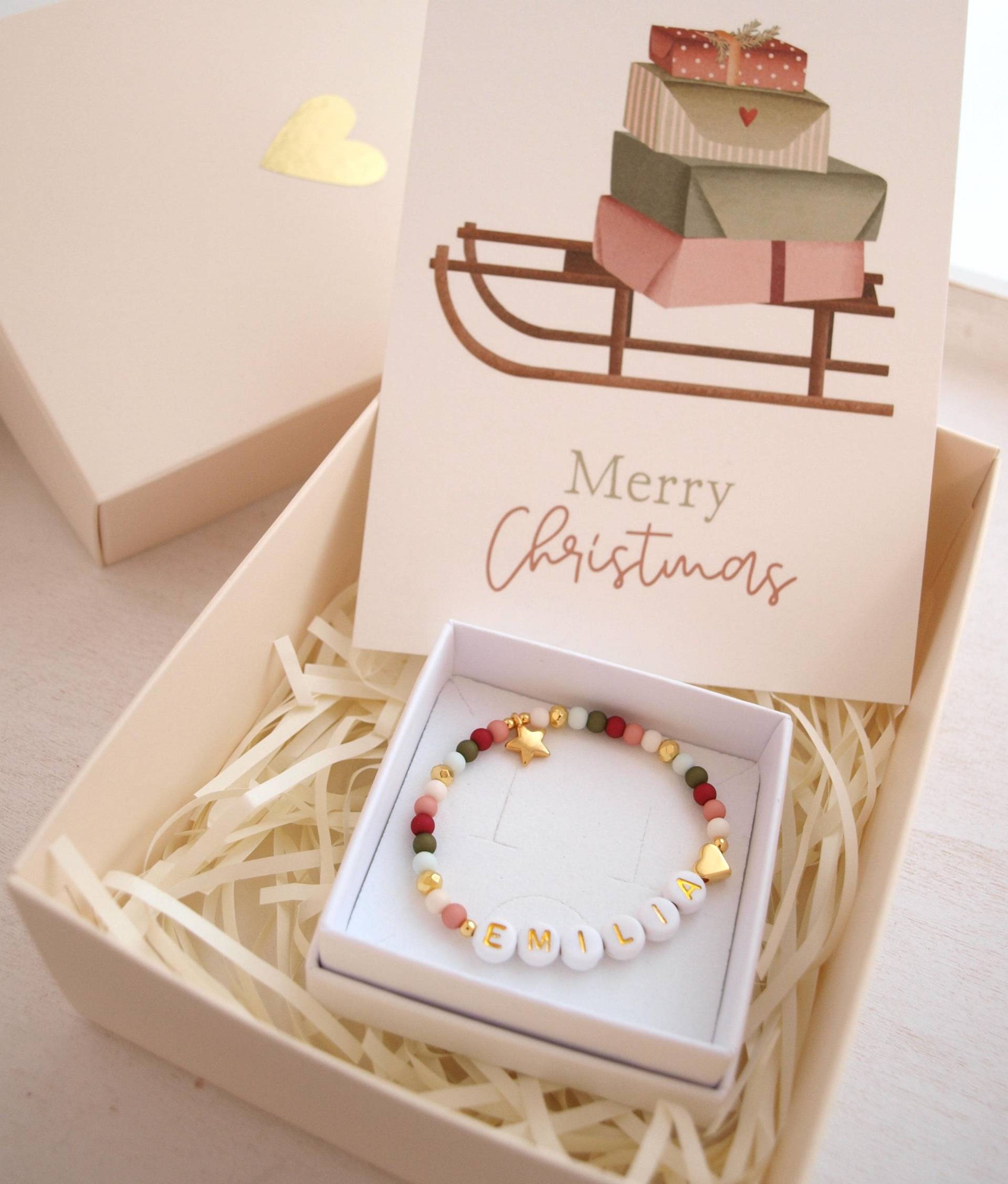 Kinderarmband Weihnachten | Geschenk Mädchen Personalisiert| Set Zu Kleinigkeit Nikolausgeschenk Kinder von LoveStatementNet