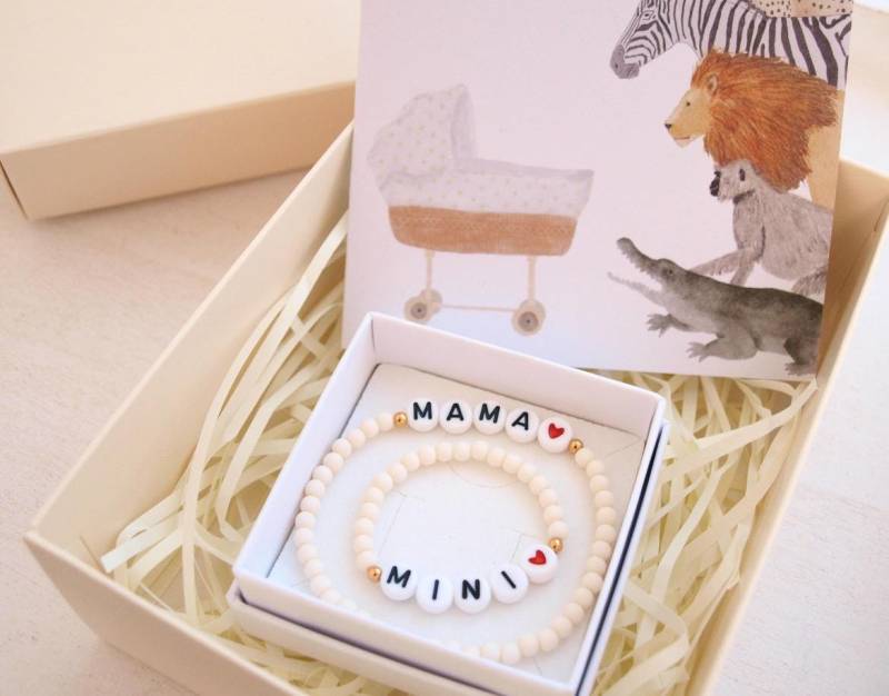 Mama Mini Armband | Perlen |Armband Tochter Sohn Set Mutter Kind Geschenk Geburt Baby von LoveStatementNet