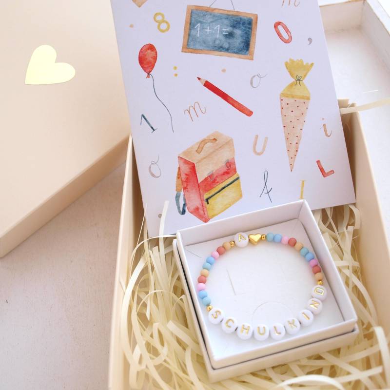 Kinderarmband Einschulung | Armband Schulkind |Schultüte| Geschenk Personalisiertes Schulanfänger Regenbogen von LoveStatementNet