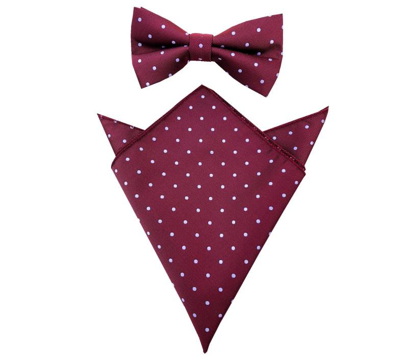 Herren Vorgebunden Fliege Bordeaux Weiß Polka Dots Taschenquadrat Set. Weinrote Hochzeitskrawatte. Fliege + Taschenquadrat. Bräutigam Krawatte von LoveStonesAustralia