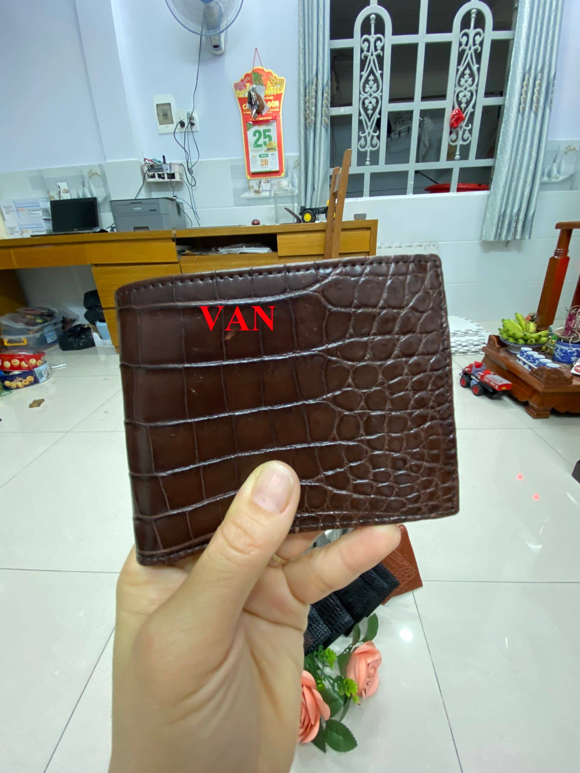 Braun Doppelseitig Echtes Alli-Gator Bally Leder Bifold Portemonnaie Für Männer, Handgemachtes Portemonnaie von LoveStrap2710