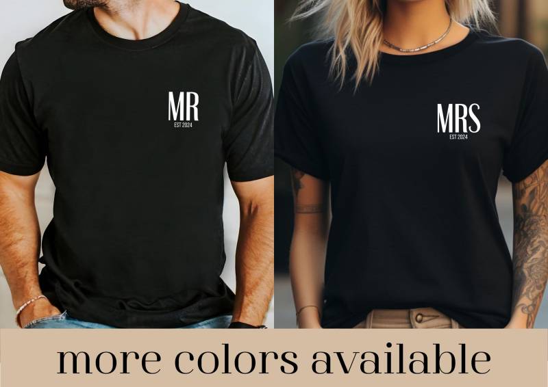 Custom Couple Shirt, Honeymoon Personalized Wifey Hubby Bridal Shower, Est Shirt, New Mrs Gift, Wedding Engagement von LoveSuDesignShop