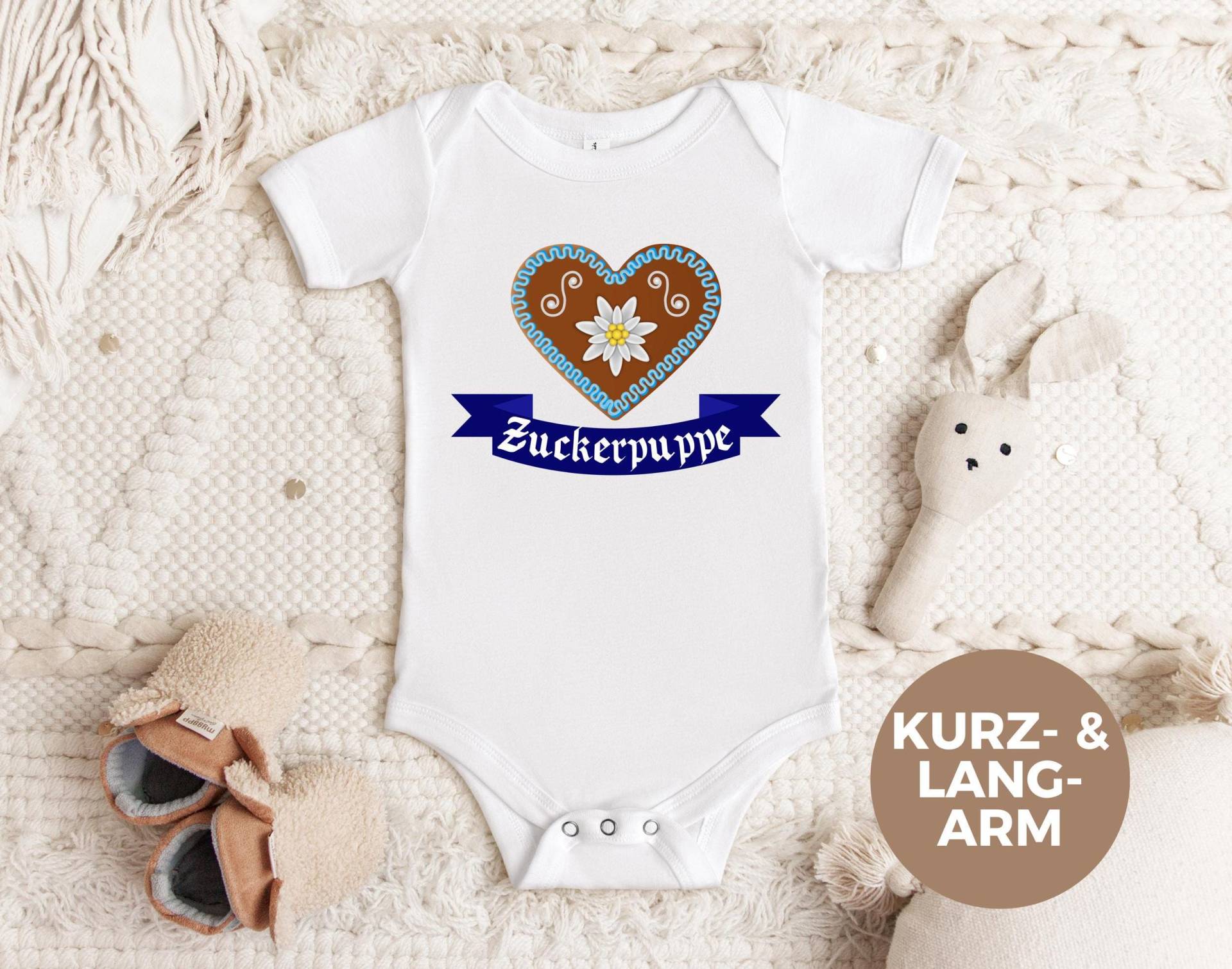 Cute Oktoberfest Babybody, Baby Outfit, Wiesn Body, Gingerbread Heart Trachten Zuckerpuppe Babybody von LoveSuDesignShop