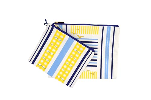 LoveVivid Federmäppchen für Reisen, 100 % recyceltes Baumwoll-Leinen, mit Reißverschluss, 2 Stück, 25,4 cm und 19,1 cm, Küstenmotiv LoveVivid Federmäppchen für Reisen, 100 % recyceltes Baumwoll-Leinen, mit Reißverschluss, 2 Stück, 25,4 cm und 19,1 cm, Küstenmotiv von LoveVivid