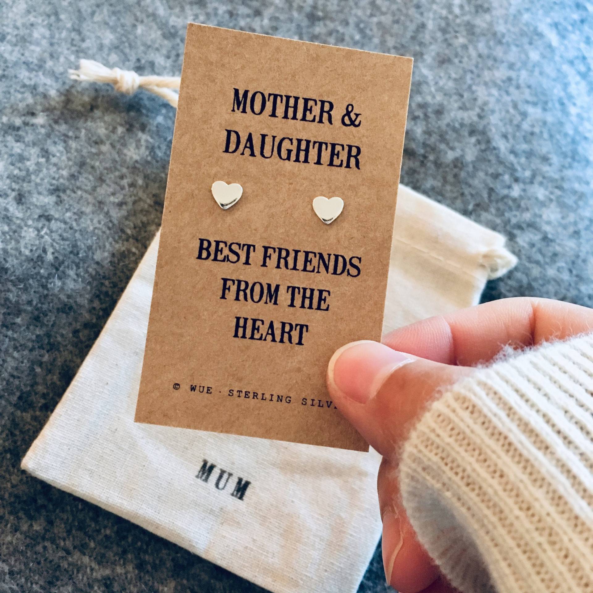 Mutter Tochter Sterling Silber Herz Ohrstecker, Geschenk Für Sie von LoveWue