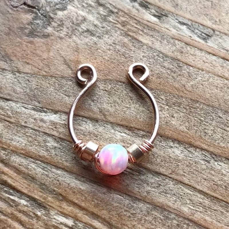 Fake Faux Piercing Septum Ring Feueropal Nasenschmuck Zierlicher Schmuck Für Jeden Tag von LoveYi
