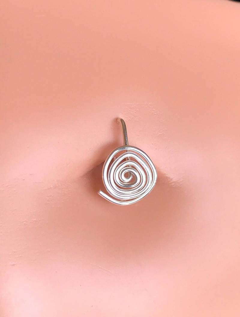 Silber Runde Spirale Bauchnabel Piercing 18 Gauge/1.0 Mm - 925 Sterling Schmuck Ohrringe von LoveYi
