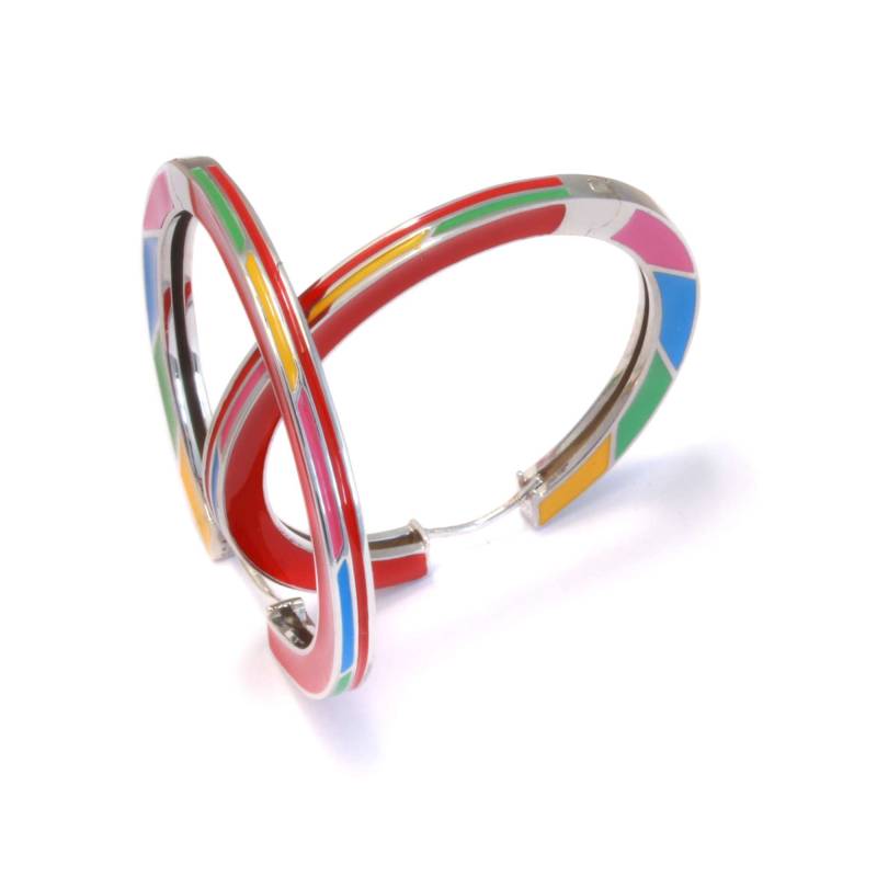 40 Mm Creolen 925 Silber Emailliert, Ohrringe Groß Und Bunt, Klappcreolen 925, Emaille Schmuck Ohrringe, Echt Nickelfrei von LoveYourDiamonds