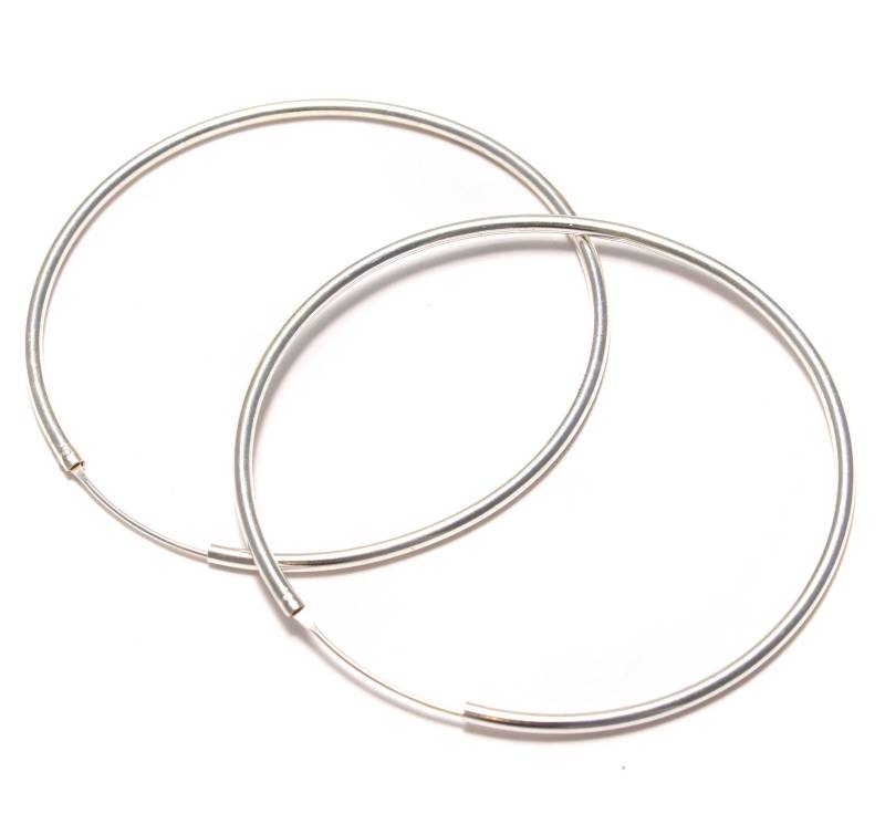 60 Mm 925 Silber Creolen Steckverschluss Im Retro-Look, Silver Hoop Earring, Sterling Ohrring, Runde Ohrringe, Damen Retro Ohrringe von LoveYourDiamonds