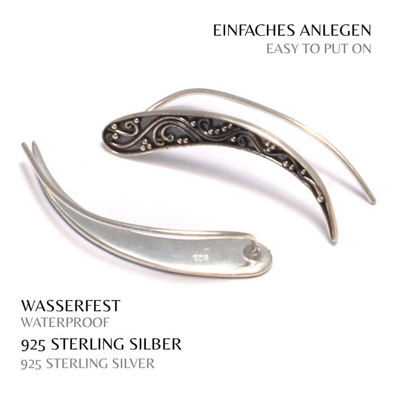 Boho Ear Crawler, Ornament Wave Ohrringe, 925 Sterling Silber, Earclimber Punkte, Ear Cuff Zart, Jacket Zierlich, Climber Verspielt von LoveYourDiamonds