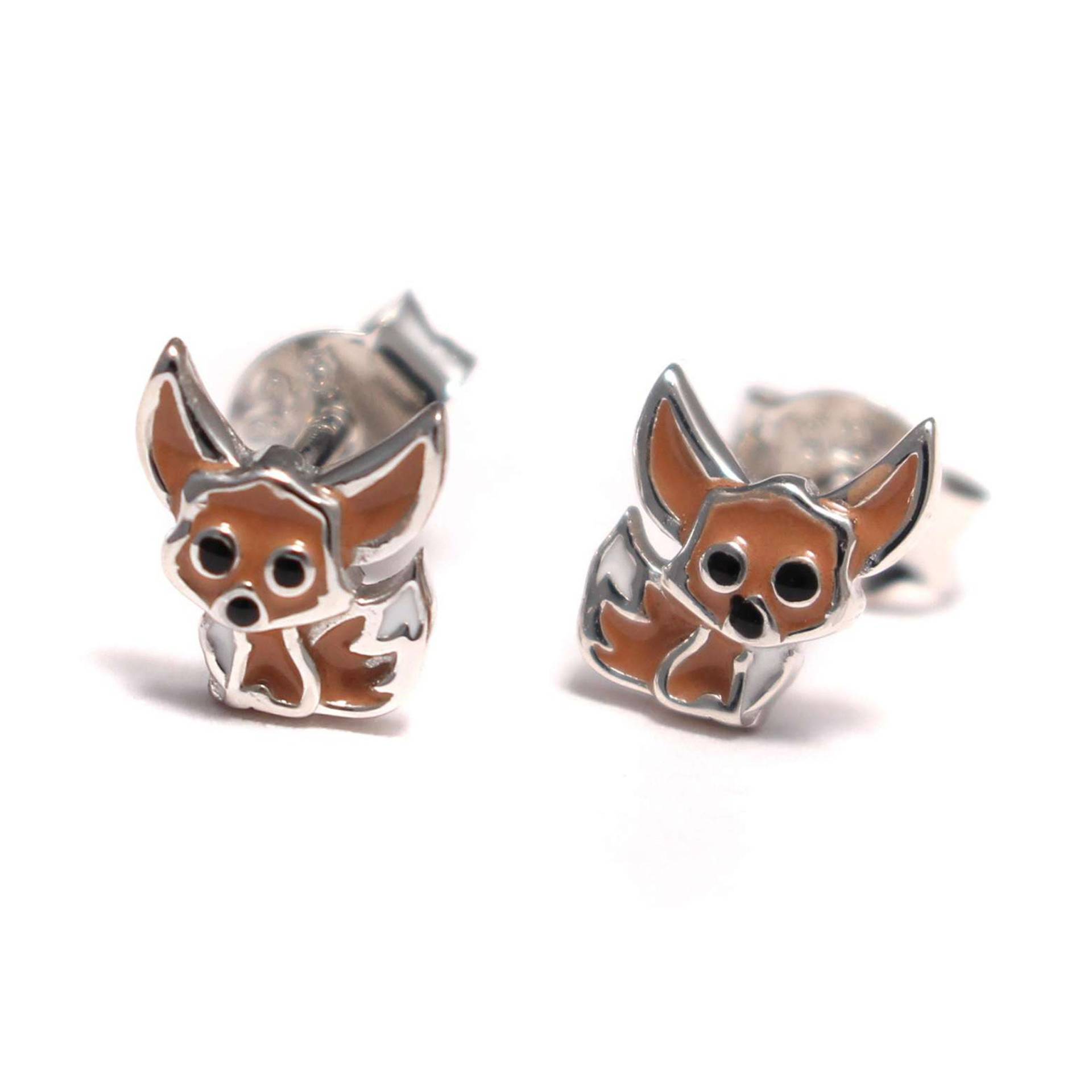 Fennek Ohrstecker 925 Sterling Silber, Fuchs Kinder Schmuck, Wüstenfuchs Kinderschmuck Zoo Ohrringe Kawaii, Tier Silberohrstecker von LoveYourDiamonds