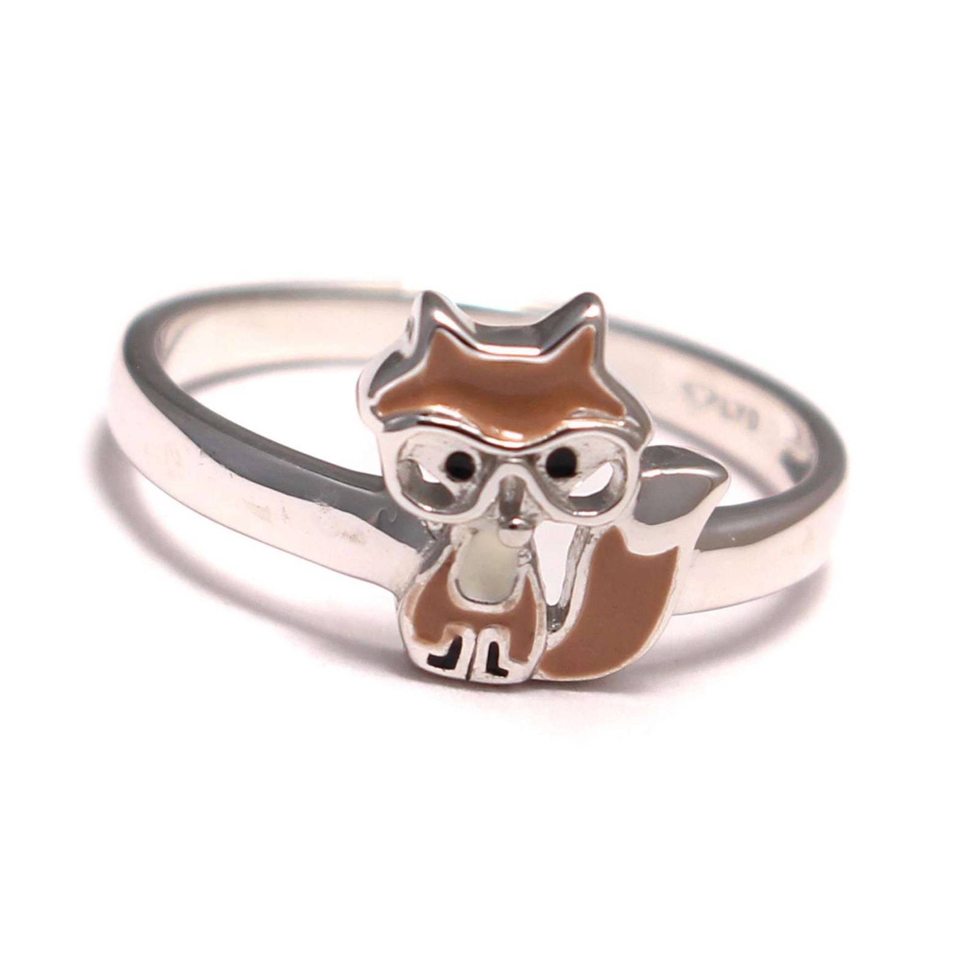 Fuchs Kinder Ring Bunt, Kinderring 925 Sterling Silber, Mädchen Schmuck Schlaufuchs, Brille Füchslein Silberring, Lustig Klein Kinderschmuck von LoveYourDiamonds