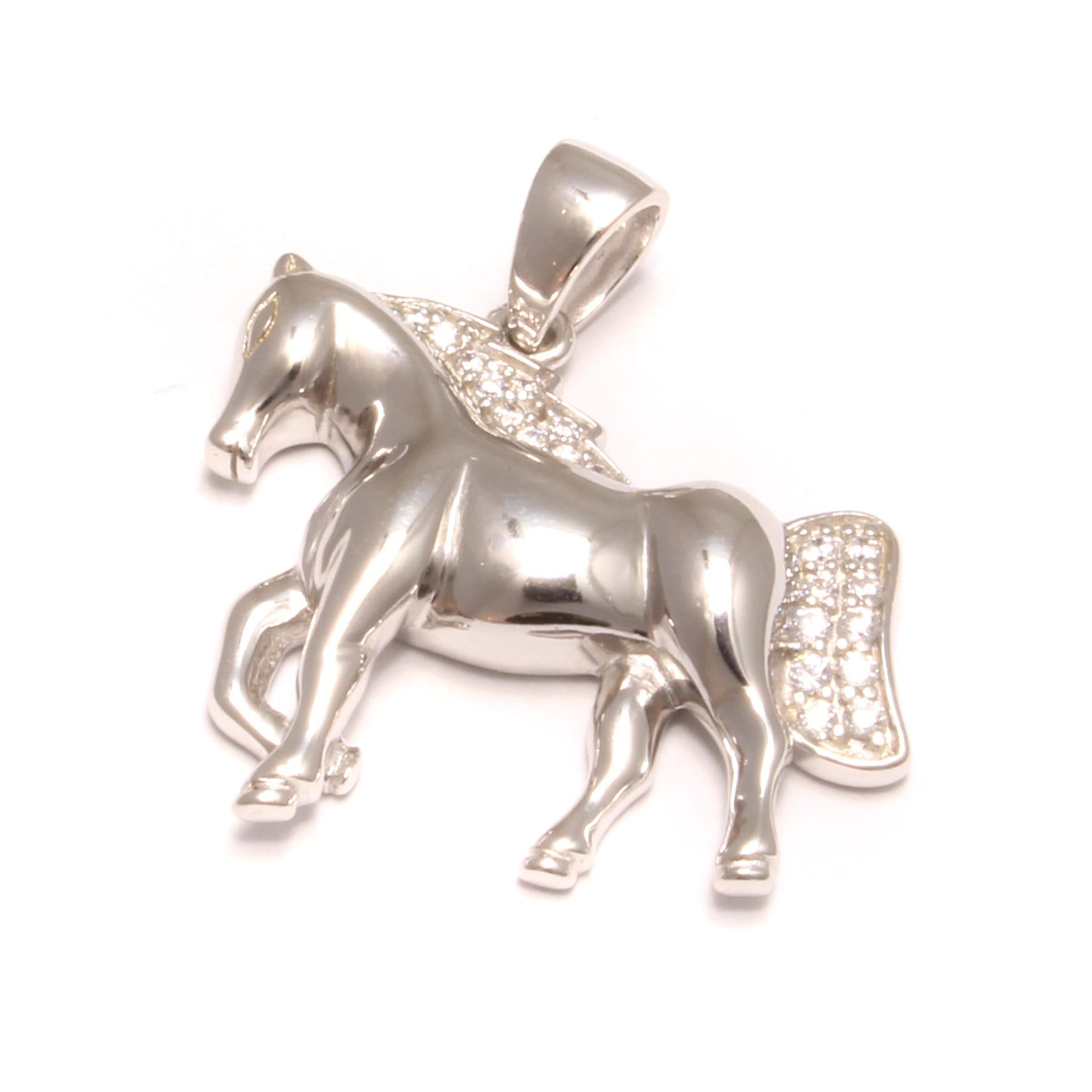 Großer Zirkoniabesetzter Pferde Anhänger 925 Sterling Silber, Ketten Kettenanhänger Kinderschmuck, Schmuck Kind von LoveYourDiamonds