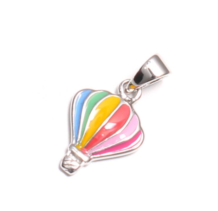 Heißluftballon Anhänger 925 Sterling Silber, Kawaii Schmuck, Balloon Pendant, Pendentif Enfant, Rainbow Hot Air Balloon, Montgolfiere von LoveYourDiamonds