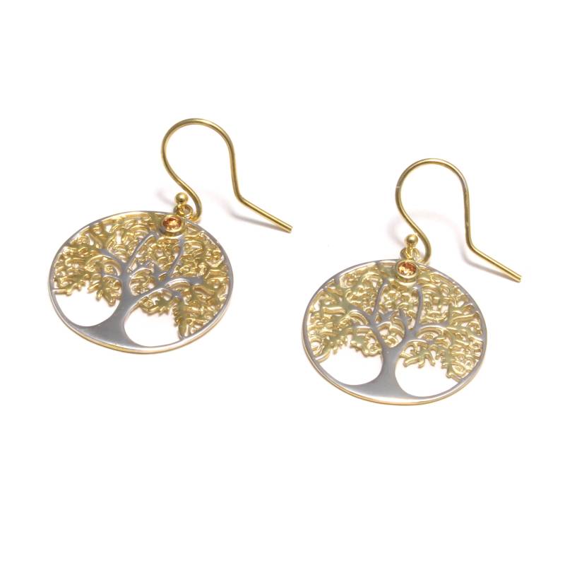 Lebensbaum Ohrringe Vergoldet Aus 925 Silber Mit Zirkonia | Spiritueller Schmuck Für Damen Baum Des Lebens Geschenkidee von LoveYourDiamonds