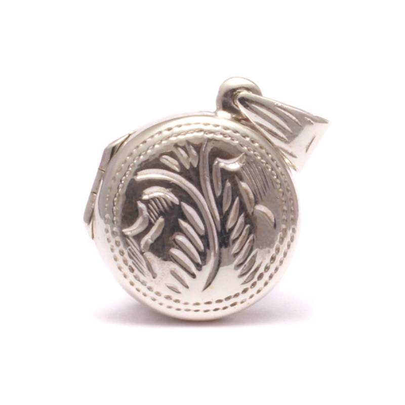 Medaillon Graviert Rund, 925 Sterling Silber, Freundschaft Schmuck Verziert, Familiengeheimnis Foto Anhänger, Amulett Verziert Zum Öffnen von LoveYourDiamonds