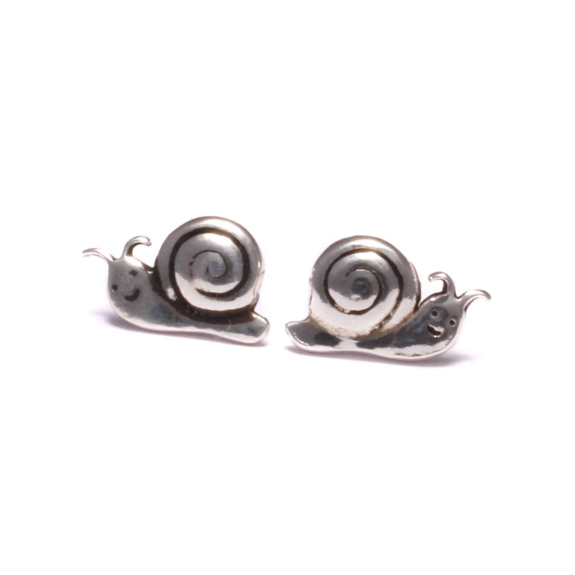 Ohrringe Schnecke 925 Silber, Ohrstecker Kinderohrringe Echt Sterling, Silber Mädchen Ohrschmuck, Fröhliche Schnecken von LoveYourDiamonds