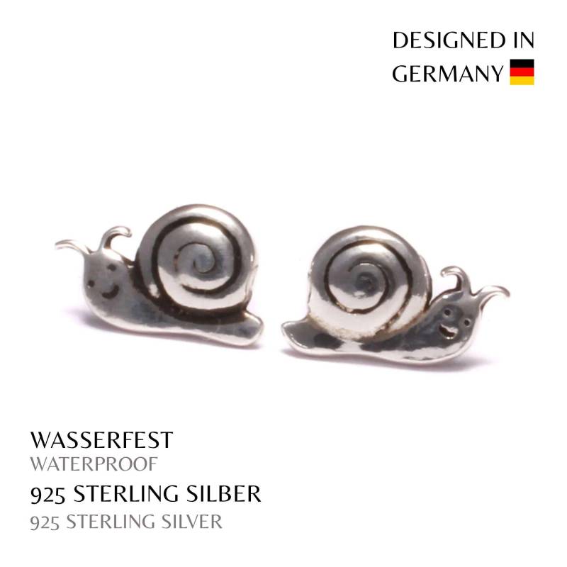 Ohrringe Schnecke 925 Silber, Ohrstecker Kinderohrringe Echt Sterling, Silber Mädchen Ohrschmuck, Fröhliche Schnecken von LoveYourDiamonds