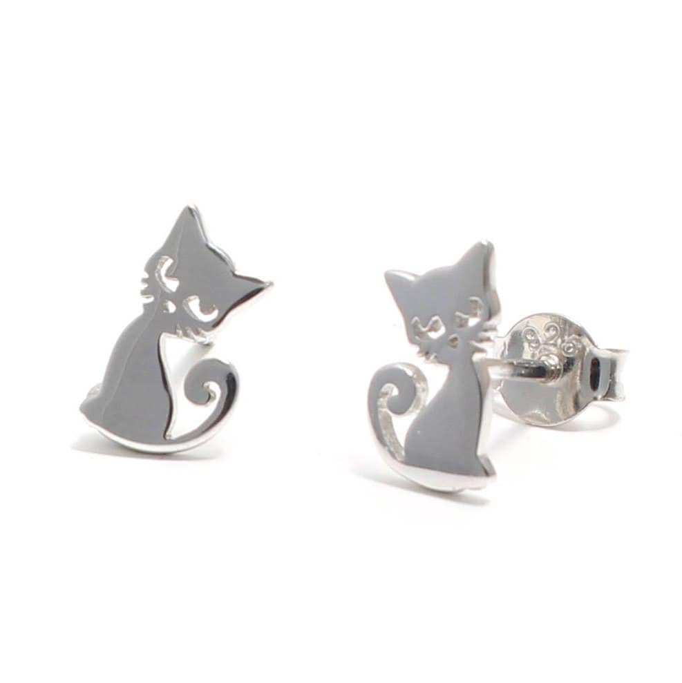 Ohrstecker Katze Süß, 925 Sterling Silber, Katzen Stecker Minimalistisch, Kitten Ohrringe Für Sie, Kinder Haustier Ohrschmuck, Tier Schmuck von LoveYourDiamonds