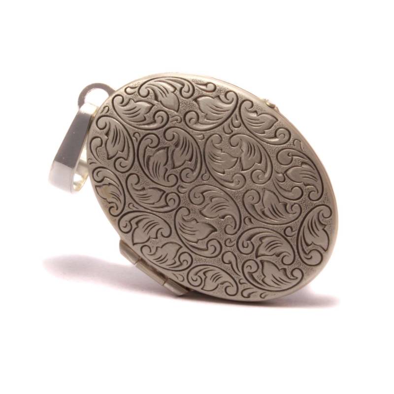 Medaillon Silber 925 Mit Ornament Gravur Ovales Silbermedaillon Für Foto Vintage Look & Bildfach Kettenanhänger Talisman Erinnerungsschmuck von LoveYourDiamonds