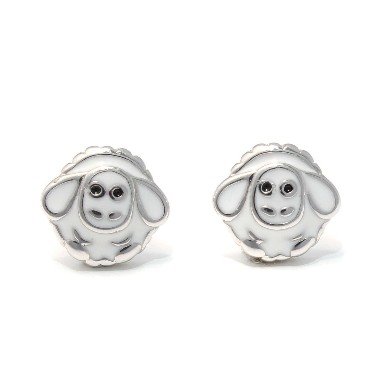 Schaf Ohrstecker 925 Sterling Silber, Schäfchen Kinder Schmuck, Kawaii Kinderschmuck Candy Ohrringe Weiß Süß, Tier Silberohrstecker von LoveYourDiamonds