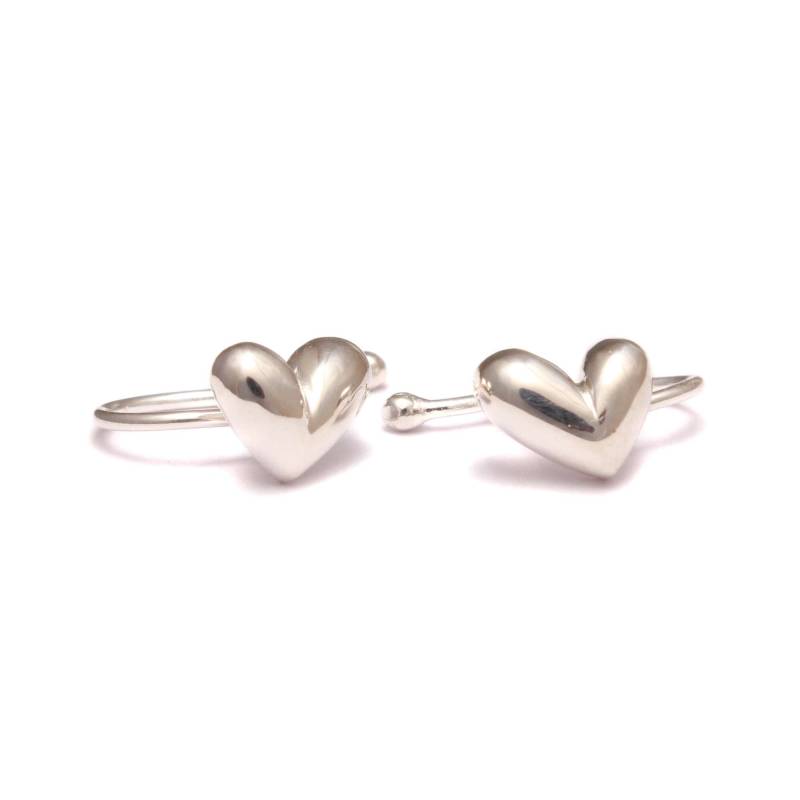 Schlichte Herz Ohrclips Aus Sterling Silber von LoveYourDiamonds
