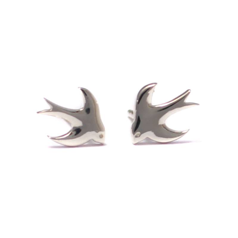 Schwalben Ohrstecker Aus 925 Sterling Silber Vogel Ohrringe Zarte Tier Mattiert Oder Poliert Geschenkidee Für Sie Naturschmuck von LoveYourDiamonds