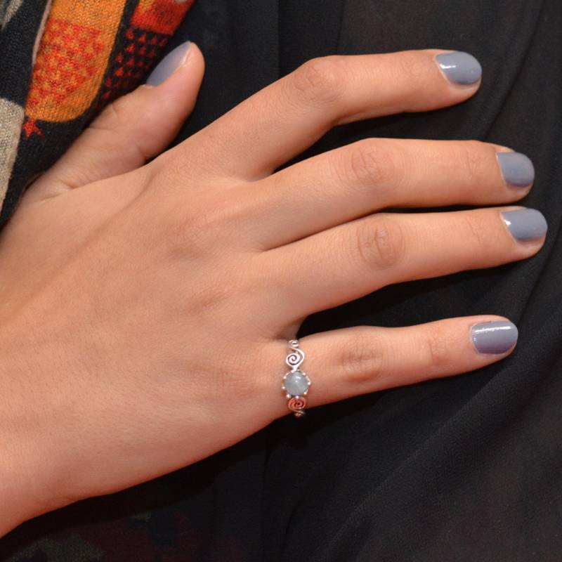 Silber Ring Mit Aquamarin Aus 925 Sterling Natürlicher Edelsteinring Vintage Stil Damenring Edelstein Besetzter Silberring Für Damen von LoveYourDiamonds