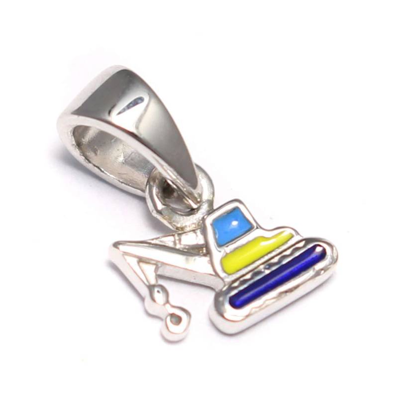 Winziger Kran Anhänger 925 Silber, Baustellenfahrzeug Kettenanhänger Kinderschmuck Ketten Anhänger, Junge Schmuck Baufahrzeug von LoveYourDiamonds