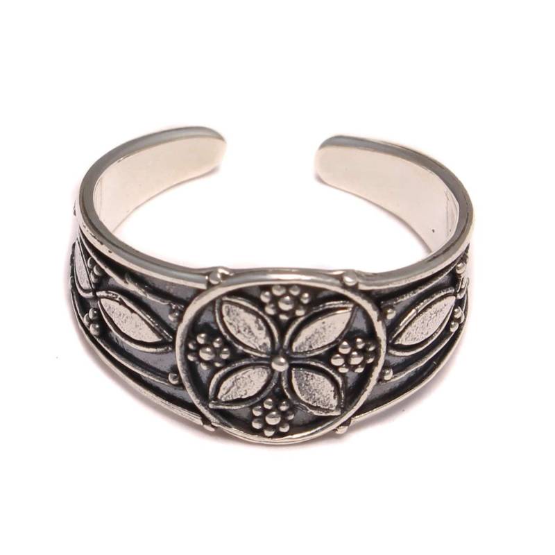 Zehenring Blumen Ornament 925 Sterling Silber, Zehen Ring Fußschmuck, Fuß Schmuck Offen Anpassbar, Boho Ring, Sommer Hippie Körperchmuck von LoveYourDiamonds