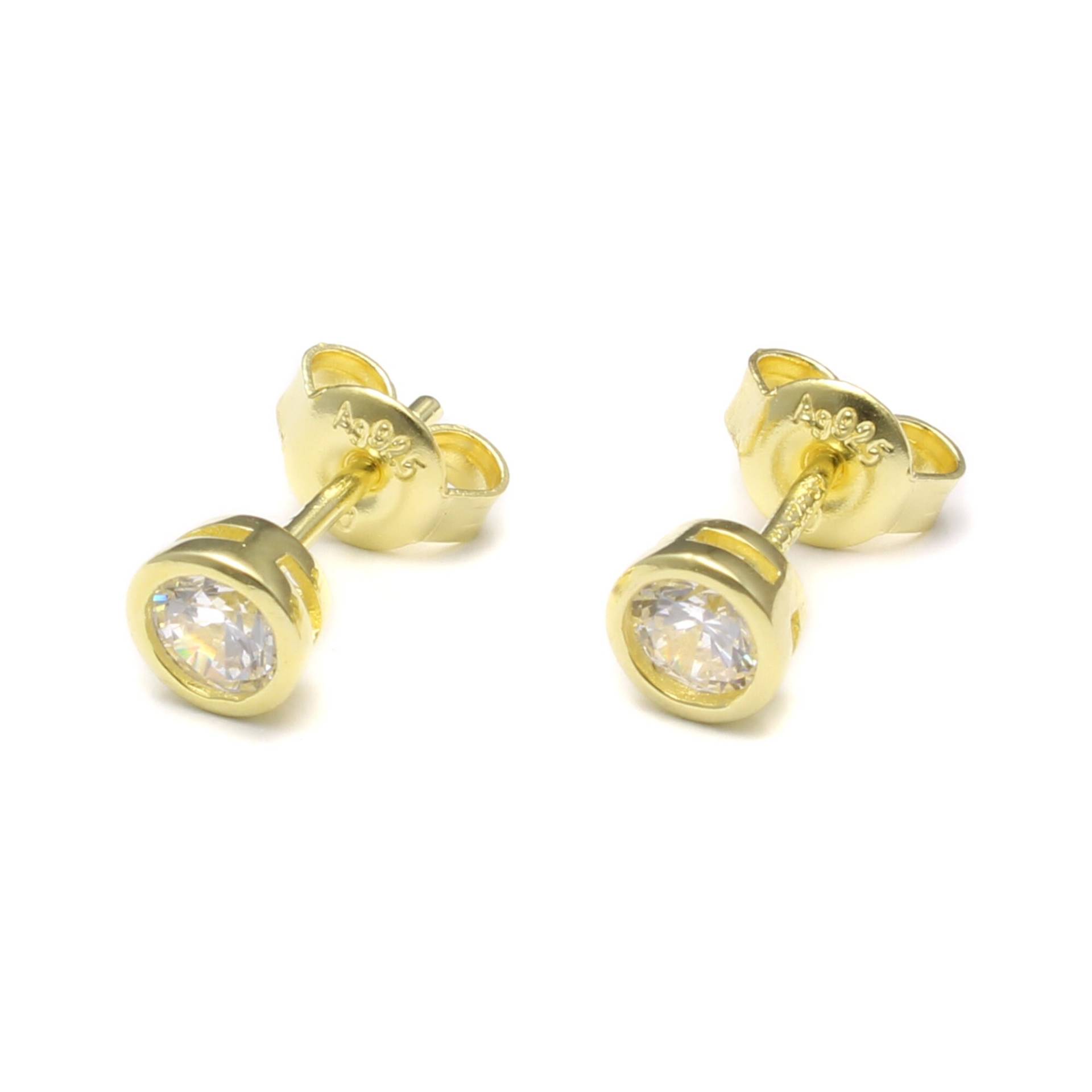 Zirkonia Ohrstecker Vergoldet, 925 Sterling Silber, Glitzer Ohrringe Gold, Damen Ohrschmuck Elegant, Echt Schmuck Nickelfrei, Mini Stecker von LoveYourDiamonds