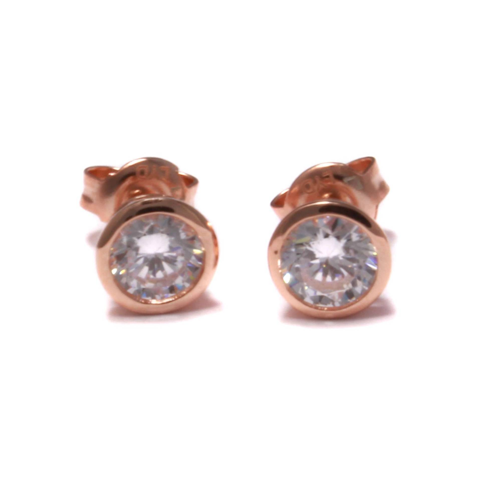 Zirkonia Ohrstecker Vergoldet, 925 Sterling Silber, Kreis Ohrringe Rosegold, Damen Ohrschmuck Elegant, Echt Schmuck Nickelfrei, Mini Stecker von LoveYourDiamonds