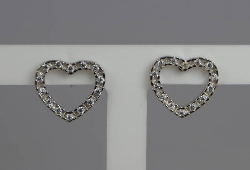 Vintage Weißgold Herz Ohrringe Mit Cubic Zirkonia | Cz, 12 Mm Gold Ohrringe, Valentinstag Geschenk Vintage Weißgold Herz Ohrringe Mit Cubic Zirkonia | Cz, 12 Mm Gold Ohrringe, Valentinstag Geschenk von LoveYourJewellery