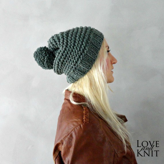 Handgestrickte Pompon Beanie Slouchy Bommel Klobige Hüte Handarbeit Stricken Mützen Pom Mens Strick Damen Handgestrickte Pompon Beanie Slouchy Bommel Klobige Hüte Handarbeit Stricken Mützen Pom Mens Strick Damen von LoveandKnit