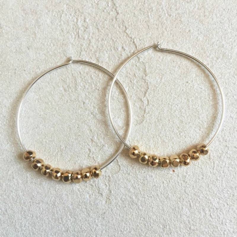 sterling Silber Perlen Creolen Karen Hill Tribe Thai Gold Vermeil, Boho Chic von LoveandLightArtistry