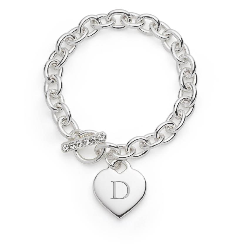 Charm Armband - Mit Gravur Heart Link Personalisiertes Bettelarmband Damen Accessoire Geschenk von LoveandLuxeHandmade