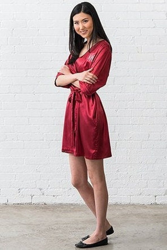 Personalisierter Weinroter Kimono Robe - Größe L/Xl Benutzerdefinierter Pj's Morgenmantel Pyjama Monogramm Weihnachtsgeschenk Geschenk von LoveandLuxeHandmade