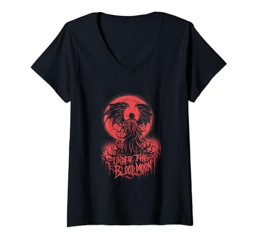 Damen Cthulhu Awakening - Lovecraft | Unter dem Blutmond T-Shirt mit V-Ausschnitt Damen Cthulhu Awakening - Lovecraft | Unter dem Blutmond T-Shirt mit V-Ausschnitt von Lovecraftian Nightmares Apparel