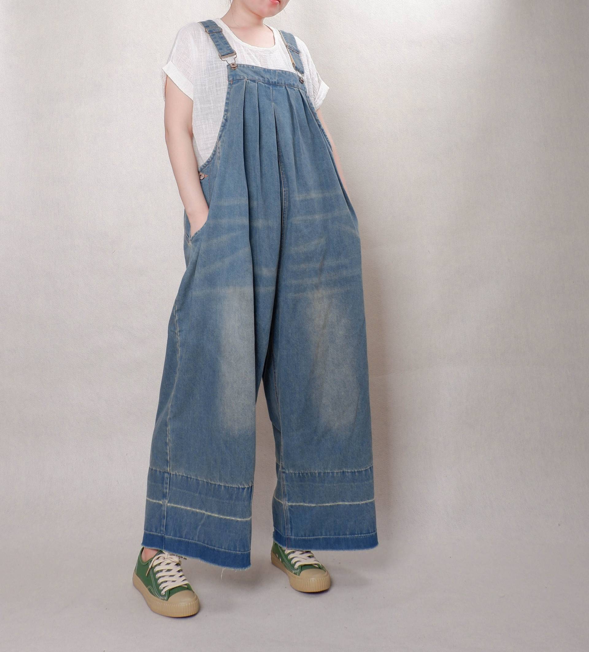 Frauen Casual Blau Denim Overall Baumwolle Overalls Bib Frühling Kleidung Loose Fit Hose Mit Weitem Bein Verstellbaren Hosenträgern von Lovecutething