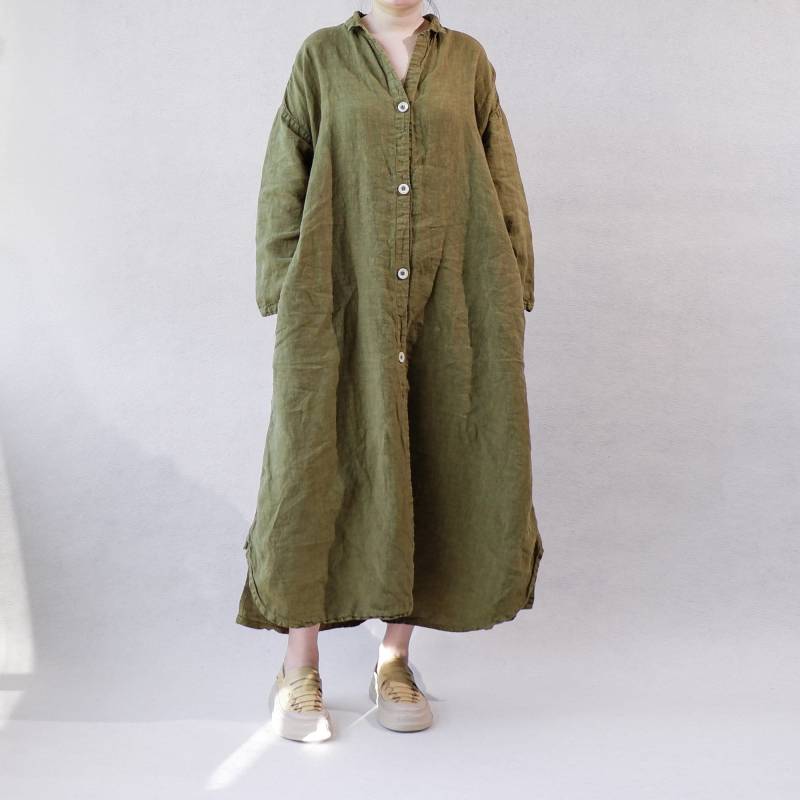 Leinen Maxi Duster Kimono-Cardigan Mit Knöpfen - Plus Size Windbreaker von Lovecutething