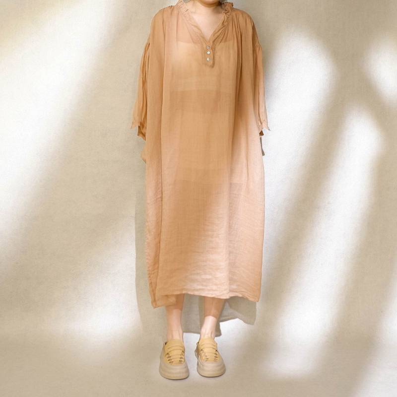 Leinen Maxi Kleid Luftiges Kaftan Sommerkleid Mit V-Ausschnitt von Lovecutething