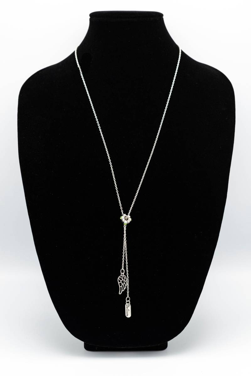 26" Halskette Mit Grünen Steinen, Und Ein Engelflügel Das Wort Glauben, Hängen Daran 26" Halskette Mit Grünen Steinen, Und Ein Engelflügel Das Wort Glauben, Hängen Daran von LovedByAllStudio