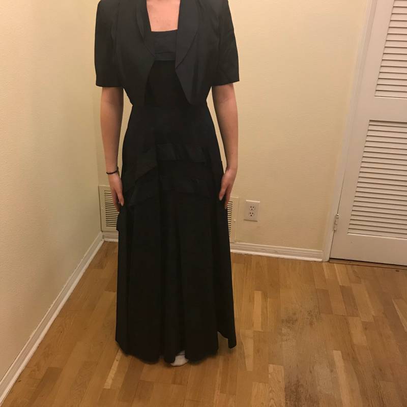 Vintage 1940Er Jahre Abendkleid in Marineblau Mit Bolero Jacke von LovedandUsedVintage