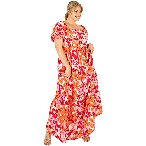 Lovedrobe Damen Ladies Plus Size Summer Maxi Dresses for Women Flowers Short Sleeve Frilly Pull On Curve Lace High Waist Square Neck Kleid, Rot, 54 EU Lovedrobe Damen Ladies Plus Size Summer Maxi Dresses for Women Flowers Short Sleeve Frilly Pull On Curve Lace High Waist Square Neck Kleid, Rot, 54 EU von Lovedrobe